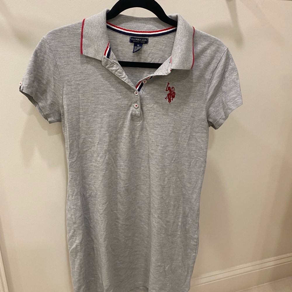 U.S. Polo Assn. Light Gray Polo Dress with Red Accents